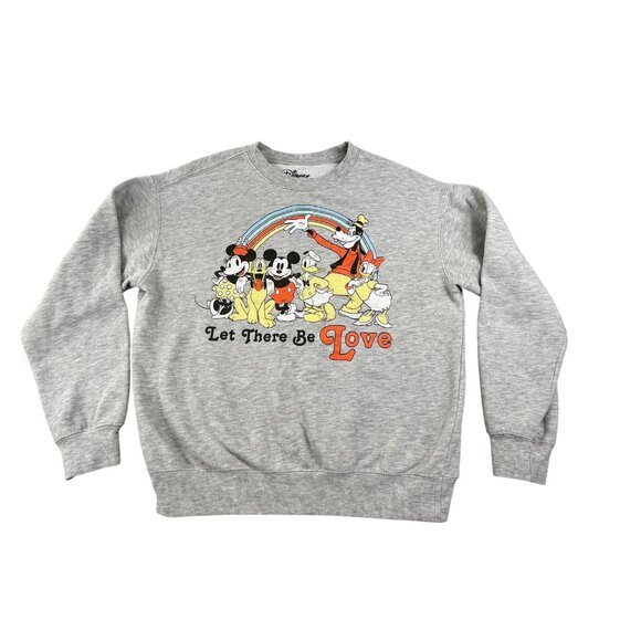 Disney Other - Disney "Let There Be Love" Sweatshirt  Mens Small Gray Ribbed Y2K Rainbow Mickey